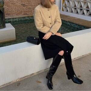 J Crew Knee-high round-heel boots in patent leather